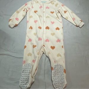 Pekkle - fleece Heart Patterned Footed Pajamas/sleeper